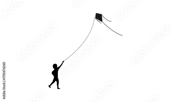 Obraz Kid playing kite illustration design vector