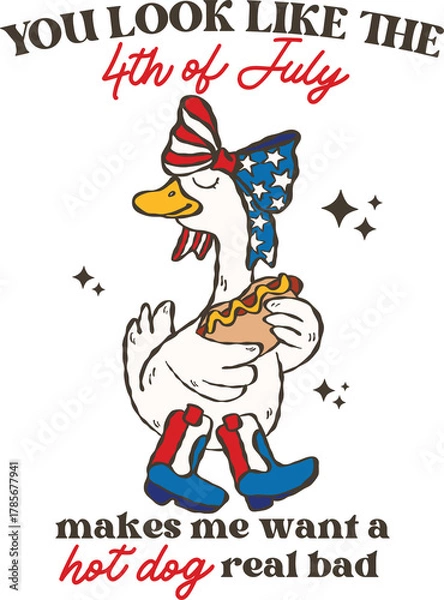 Fototapeta funny 4th of july png, patriotic silly goose hotdog, coquette and cowgirl boots, you look like the fourth of july shirt, sublimation design print sweatshirt mug