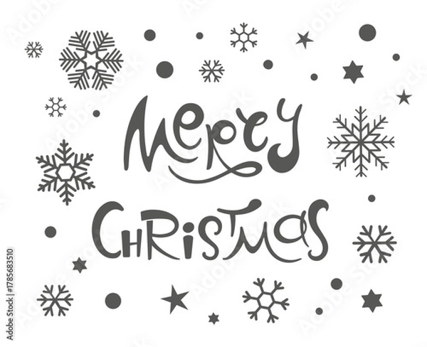 Fototapeta Merry Christmas vector text Calligraphic Lettering design card template. Creative typography for Holiday Greeting Gift Poster. 