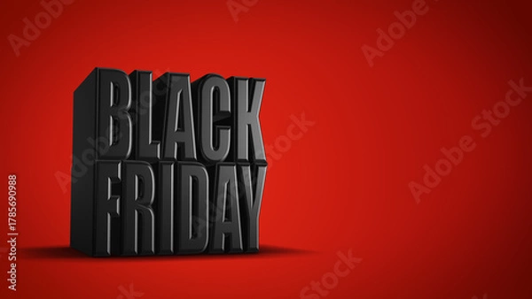 Fototapeta 3D Black Friday Text on Red Background