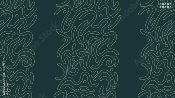 Fototapeta Abstract Green Doodle Lines Organic Squiggles Contour Background Pattern Design.Vector Illustration