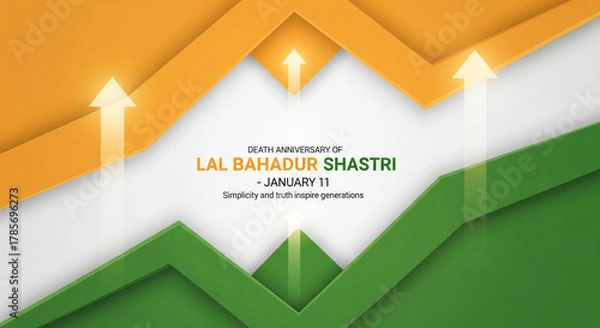 Fototapeta Abstract Indian Flag Inspired Background with Upward Arrows and Text for Lal Bahadur Shastri Death Anniversary