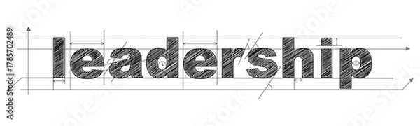 Obraz LEADERSHIP black draft text banner on transparent background