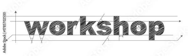 Obraz WORKSHOP black draft text banner on transparent background