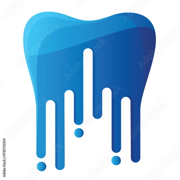 Obraz Abstract blue tooth logo — dental care and technology concept vector design