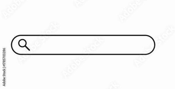 Fototapeta Minimal search bar icon with magnifying glass — web interface and UI element vector illustration