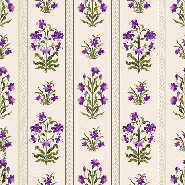 Fototapeta Vector Hand drawn colourful geometric flowers Motifs African boho paisley, seamless patterns with floral for fabric Ethnic Indian Pattern, textiles, clothing, wrapping paper, backdrop, banner.
