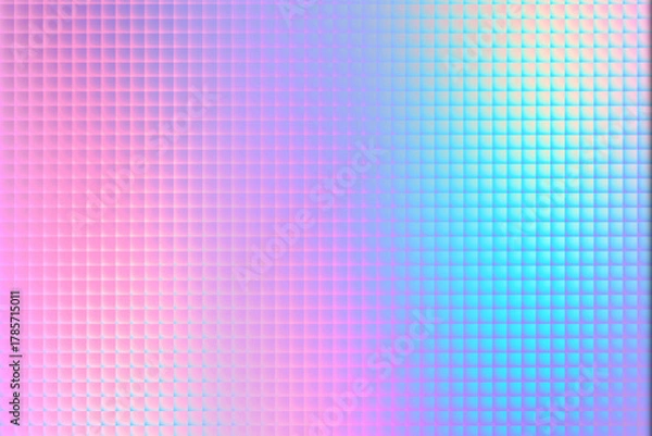 Obraz Soft pastel holographic backdrop with a pink to cyan gradient and a fine square grid texture