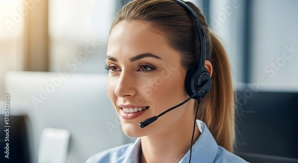 Obraz Friendly Customer Service Representative with Headset