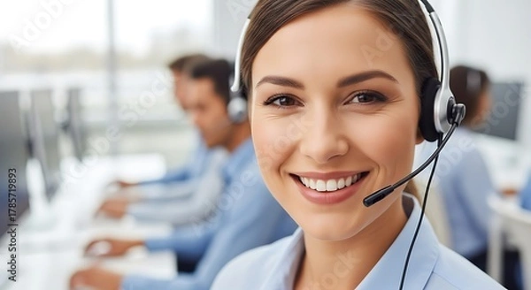 Obraz Smiling Customer Service Representative Offering Support