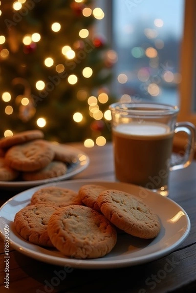 Obraz Morning Christmas coffee with cookies