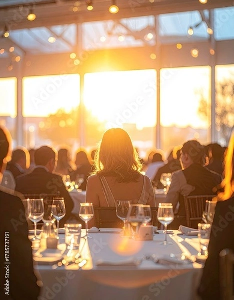 Fototapeta Dinner party glows at sunset
