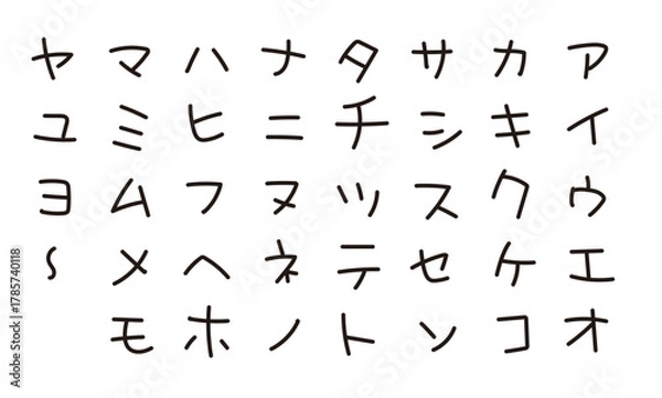 Obraz かわいいカタカナ　日本語　手書き文字