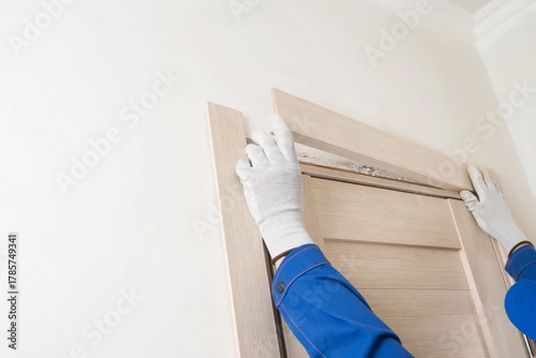 Fototapeta installing a strip to close the gap between the door frame and the wall