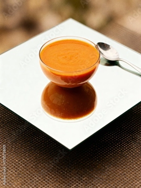 Obraz Mirrored Perfection: A Symmetrical Bowl of Carrot Soup.