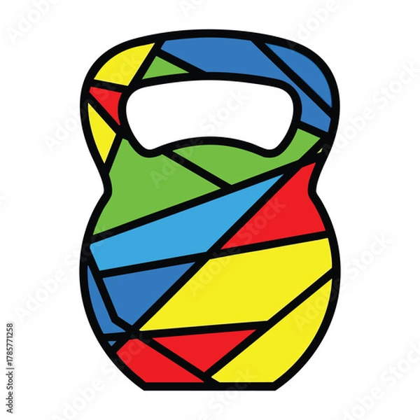 Obraz Colourful Geometric Kettlebell Design for Fitness and Workout