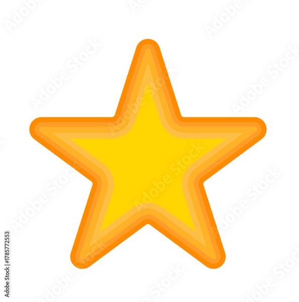 Fototapeta Layered Yellow Star Icon with Orange Outline