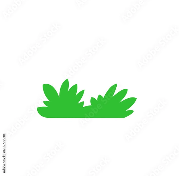 Fototapeta Cartoon Green Grass Patch on White Background