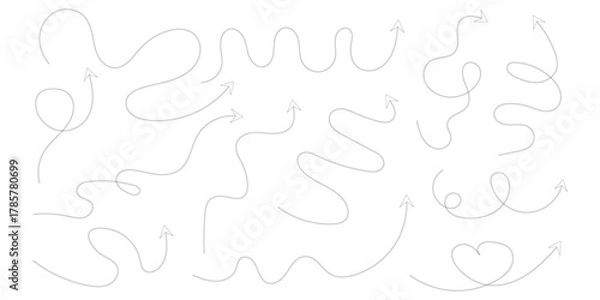 Obraz Set of black grunge hand drawn arrows isolated on white.