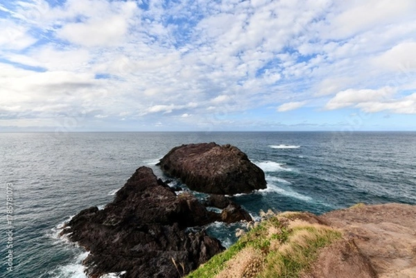 Obraz 日本の山口の赤の鳥居の元乃隅神社