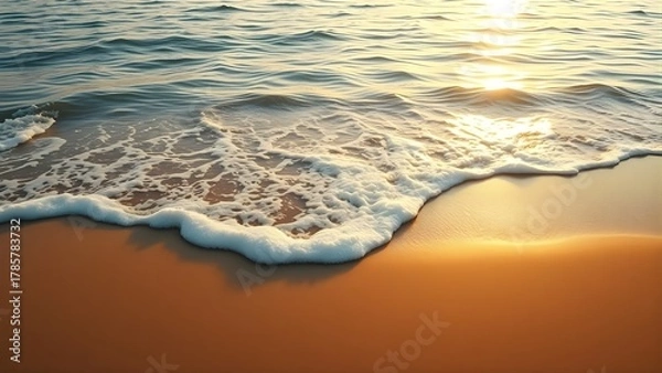 Obraz Golden Hour at the Shore Sun-Kissed Waves Lapping the Sandy Beach