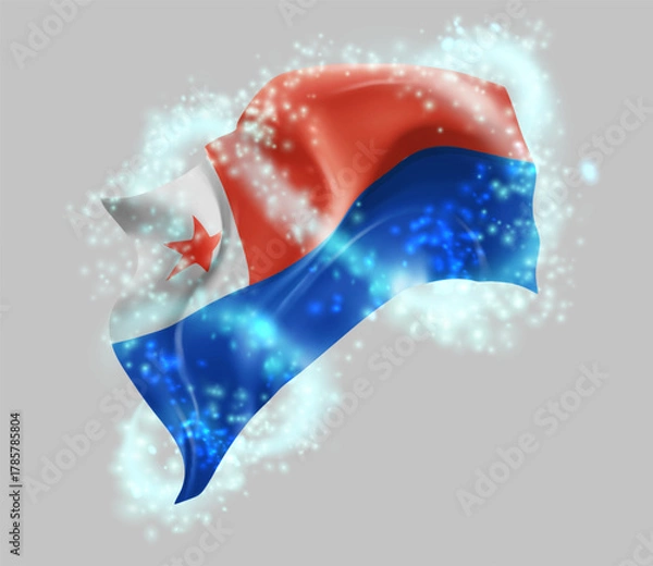 Obraz Chile, vector 3d flag in whirlwind of magical radiance