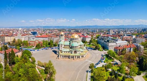 Obraz St. Alexander Nevsky Cathedral aerial panoramic view, Sofia