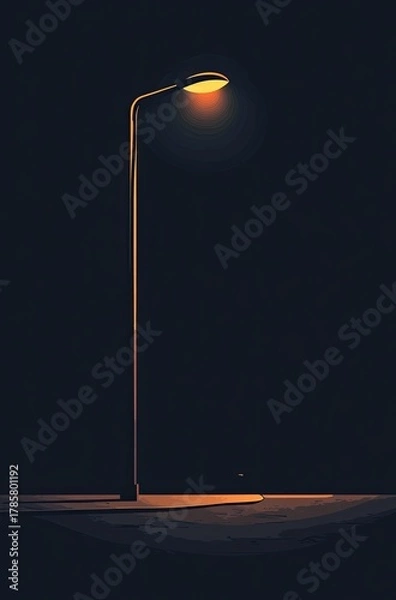 Fototapeta A street lamp is shining on the left side of an all-black background