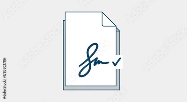 Obraz Document with signature representing agreement, contract, confirmation, or approval in a clean and modern design