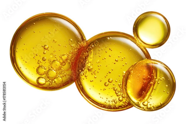 Obraz Golden liquid droplets, bubbles, close-up