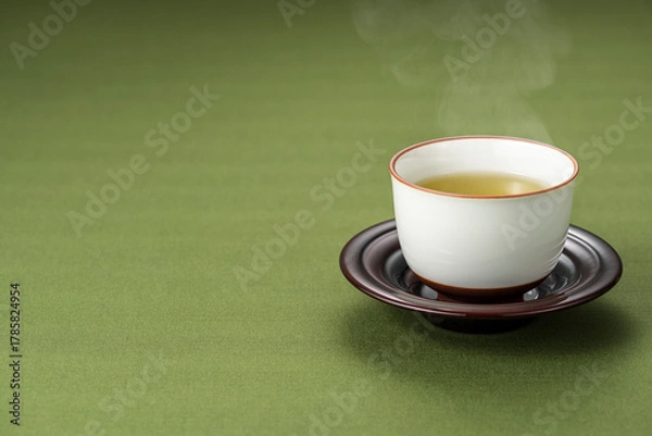 Obraz 緑茶と茶葉 コピースペース