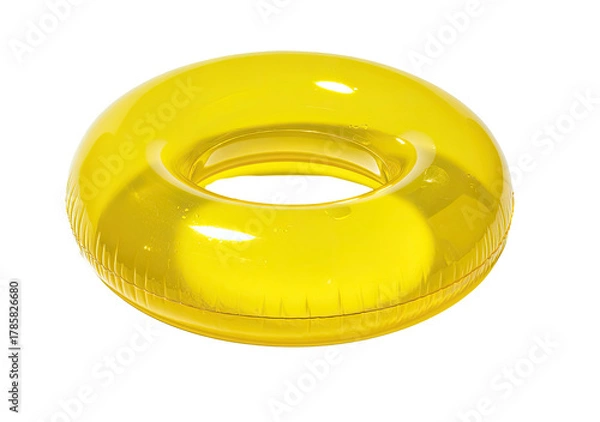 Fototapeta Bright yellow inflatable circular pool float