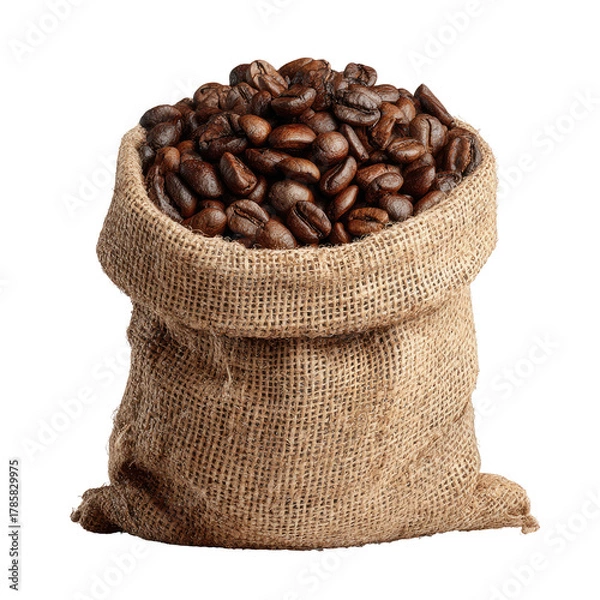 Fototapeta Coffee beans in a burlap sack (2)