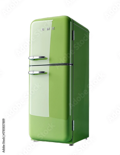 Fototapeta Retro Green Refrigerator with Chrome Handles