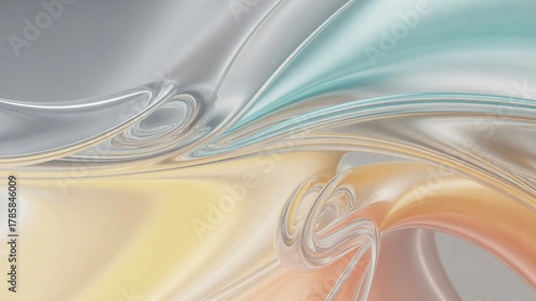 Fototapeta Abstract smooth wave background with metallic and pastel swirls and curves