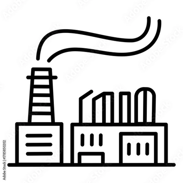 Fototapeta Factory With Multiple Smokestacks