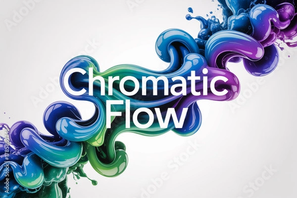 Fototapeta Mesmerizing chromatic flow with vibrant blue, green, and purple shades, perfect for modern designs, creative projects, and eye catching backgrounds with stunning fluid motion