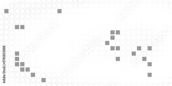 Fototapeta Abstract digital gray white background with mesh of squares or pixel. Mosaic. Geometric template. White space for your text or design.