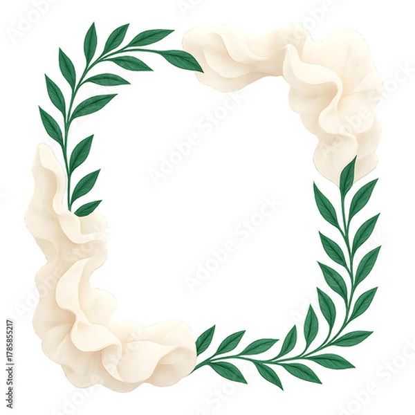 Fototapeta Laurel wreath with ribbon vector floral frame design