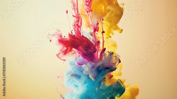 Fototapeta Colorful Swirls of Ink in Water Creating Vibrant Patterns