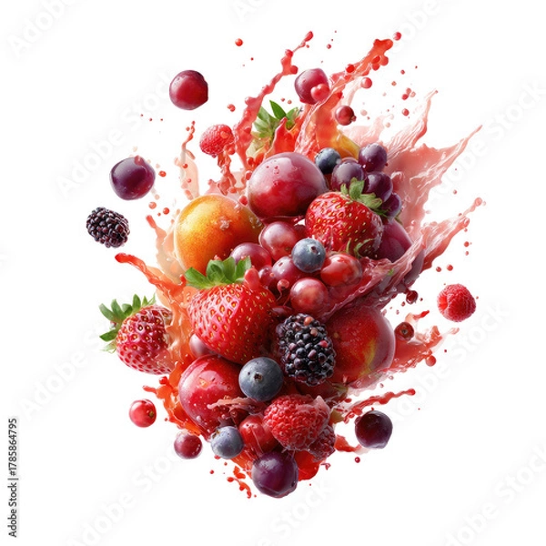 Obraz Red fruits exploding in juice