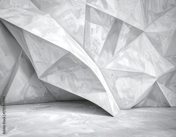 Obraz Abstract Geometric Wall Sculpture in Gray Tones with Marble Texture