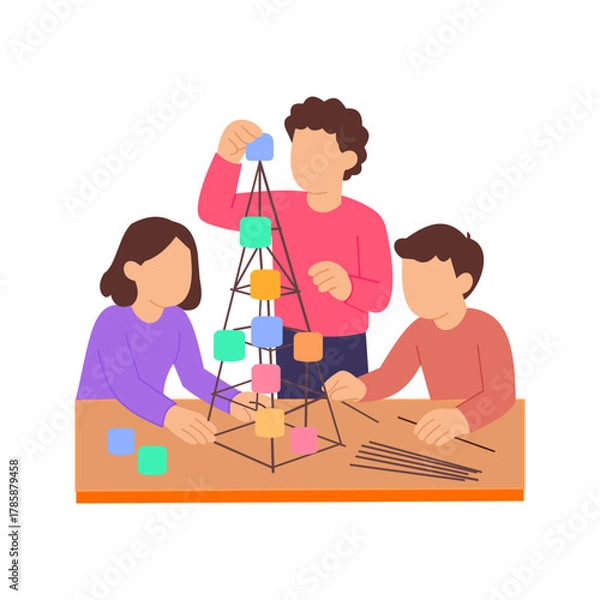 Obraz Marshmallow Tower, building structure for teamwork challenge