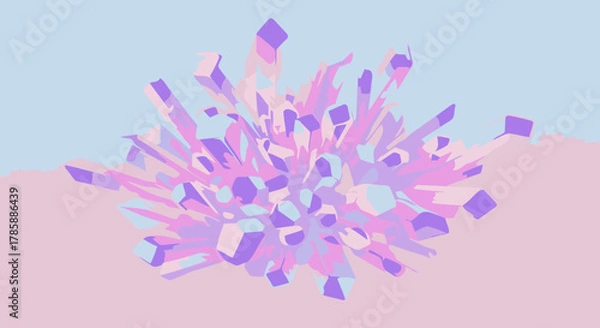Fototapeta Here's a stock photo entry based on your specifications:

**Title:** Holographic Crystal Cluster Against Gradient Background