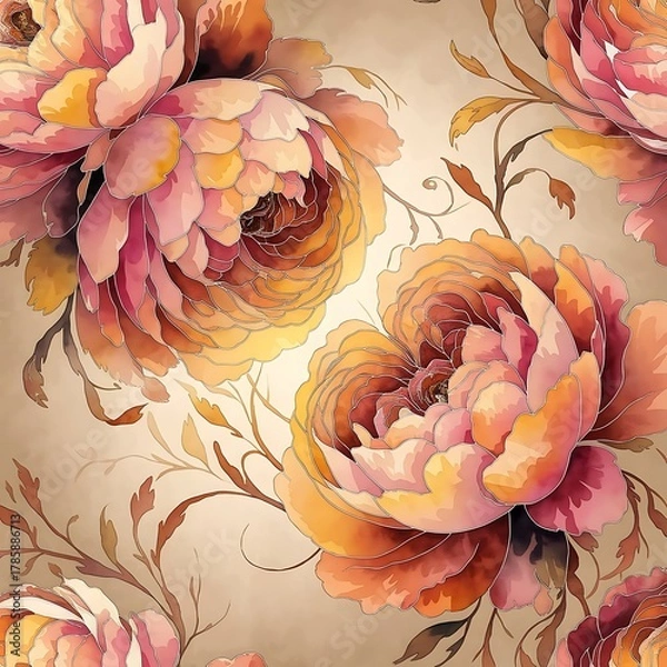 Obraz Watercolor floral pattern