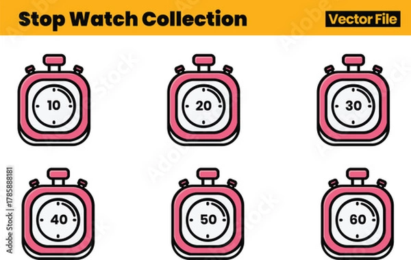 Obraz Stopwatch Illustration Set with Six Timer Designs Depicting Various Time Intervals in Structured Arrangement