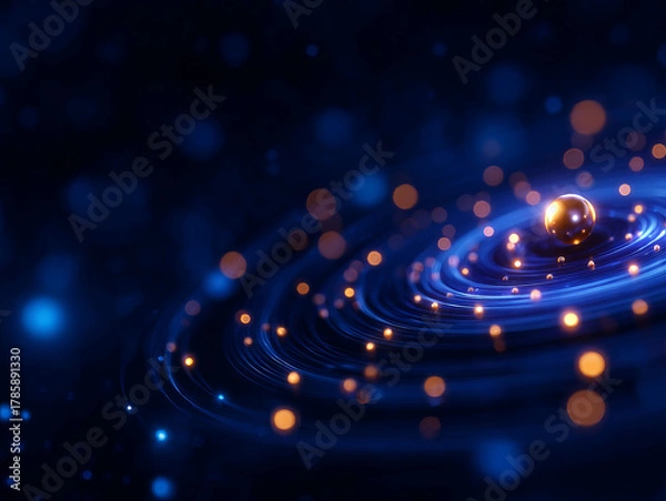 Obraz Quantum computing, climate modeling, abstract design, glowing particles, digital art