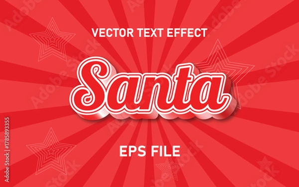 Obraz Festive santa claus text effect with red sunburst background