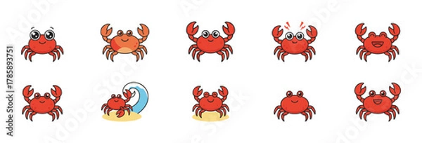 Fototapeta Crab Expressions Set