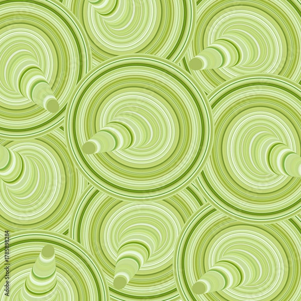 Fototapeta Abstract background with round striped shapes in green tones.